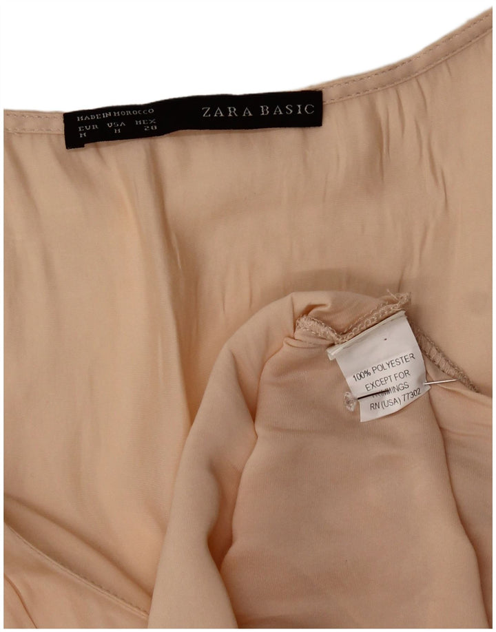 Zara Womens Sleeveless Blouse Top UK 14 Medium Beige Polyester