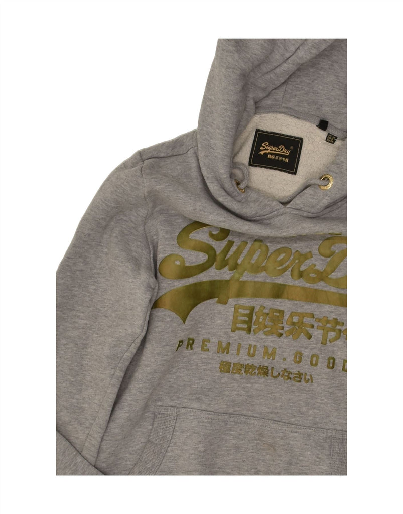 SUPERDRY Womens Graphic Hoodie Jumper UK 10 Small  Grey Cotton | Vintage Superdry | Thrift | Second-Hand Superdry | Used Clothing | Messina Hembry 