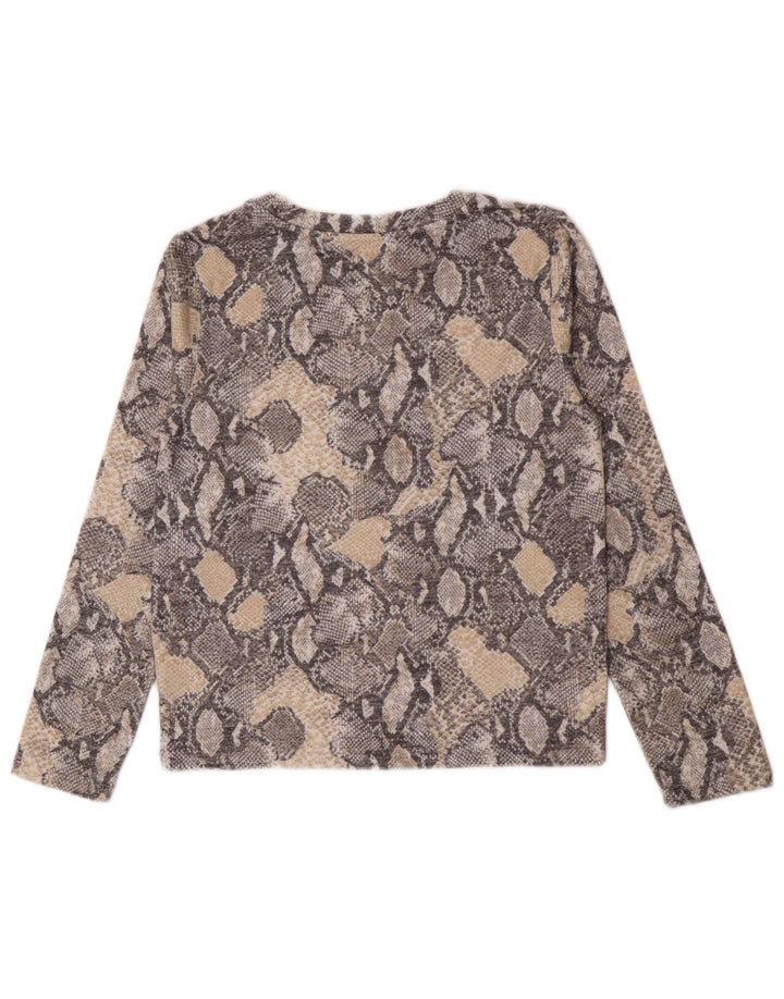 Marks & Spencer Womens Top Long Sleeve UK 10 Small Grey Animal Print