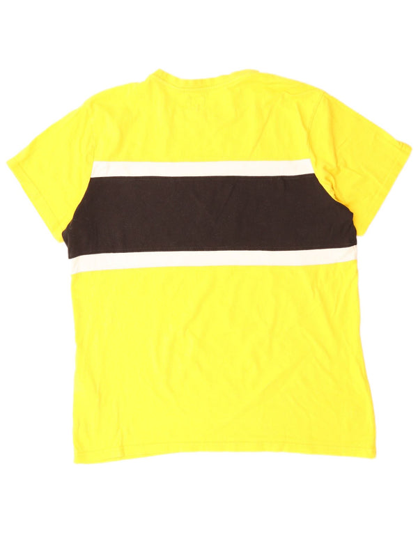 Levi's Mens Graphic T-Shirt Top Large Yellow Colourblock Cotton