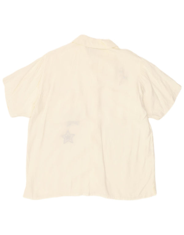 Vintage Girls Short Sleeve Shirt Blouse 11-12 Years Off White Viscose