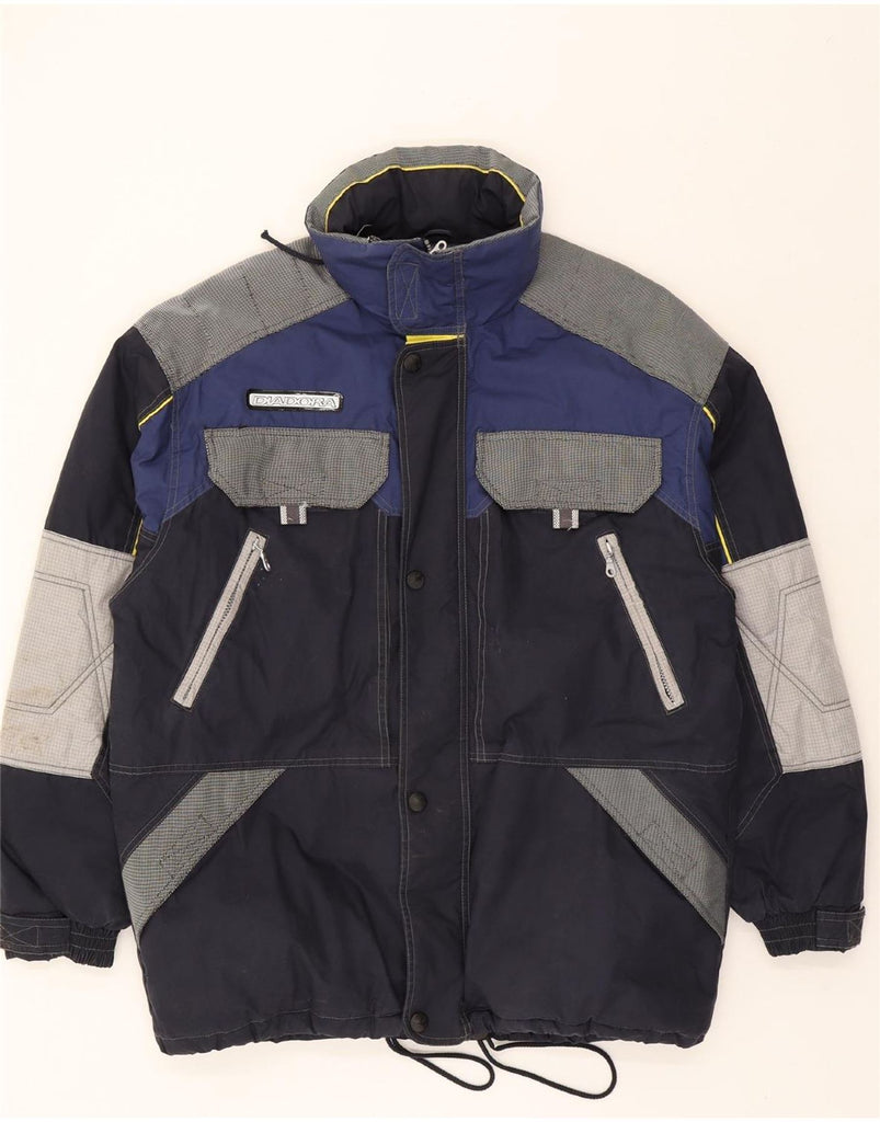 DIADORA Mens Windbreaker Jacket UK 42 XL Navy Blue Colourblock Cotton Vintage Diadora and Second-Hand Diadora from Messina Hembry 