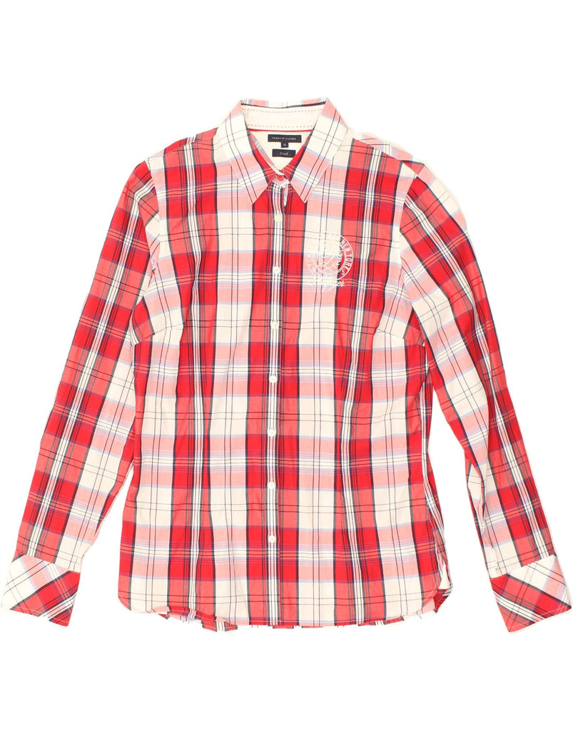 TOMMY HILFIGER Womens Shirt US 10 Large Red Check Cotton | Vintage Tommy Hilfiger | Thrift | Second-Hand Tommy Hilfiger | Used Clothing | Messina Hembry 