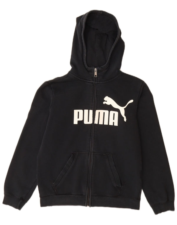 Puma Boys Graphic Zip Hoodie Sweater 13-14 Years Black Cotton