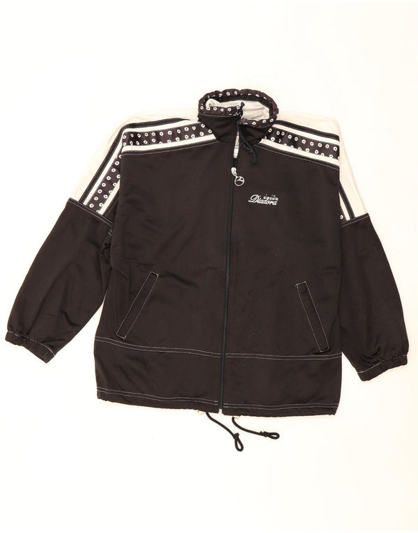 DIADORA Womens Graphic Tracksuit Top Jacket UK 10 Small Black Colourblock