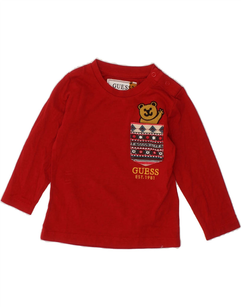 GUESS Baby Boys Graphic Top Long Sleeve 6-9 Months Red Cotton Vintage Guess and Second-Hand Guess from Messina Hembry 