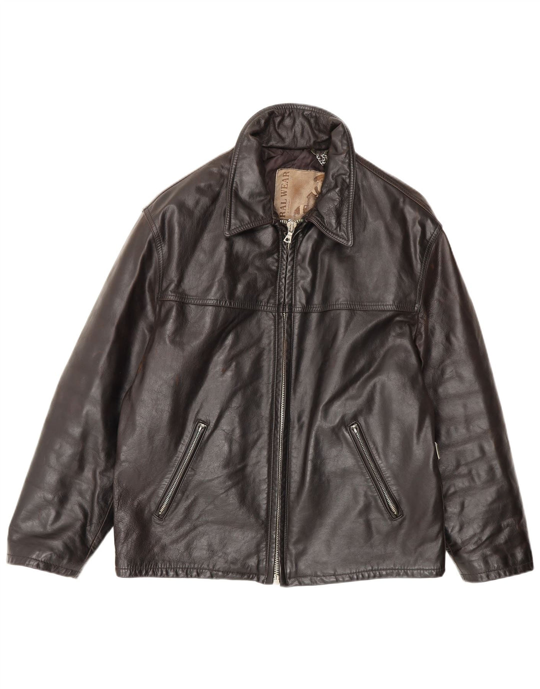 Conbipel Mens Natural Wear Leather Jacket UK 38 Medium Brown Leather