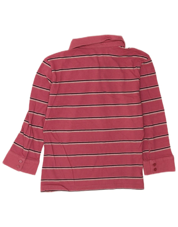 Nike Womens 3/4 Sleeve Polo Shirt UK 16/18 XL Pink Striped Cotton