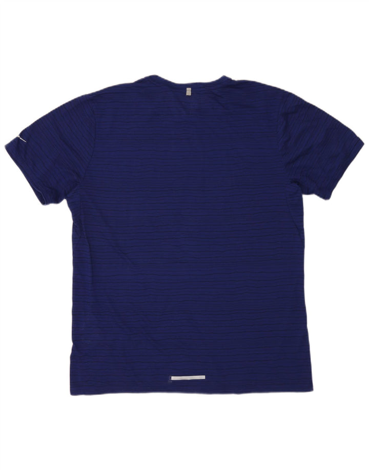 Nike Mens Dri Fit T-Shirt Top XL Navy Blue Striped Polyester