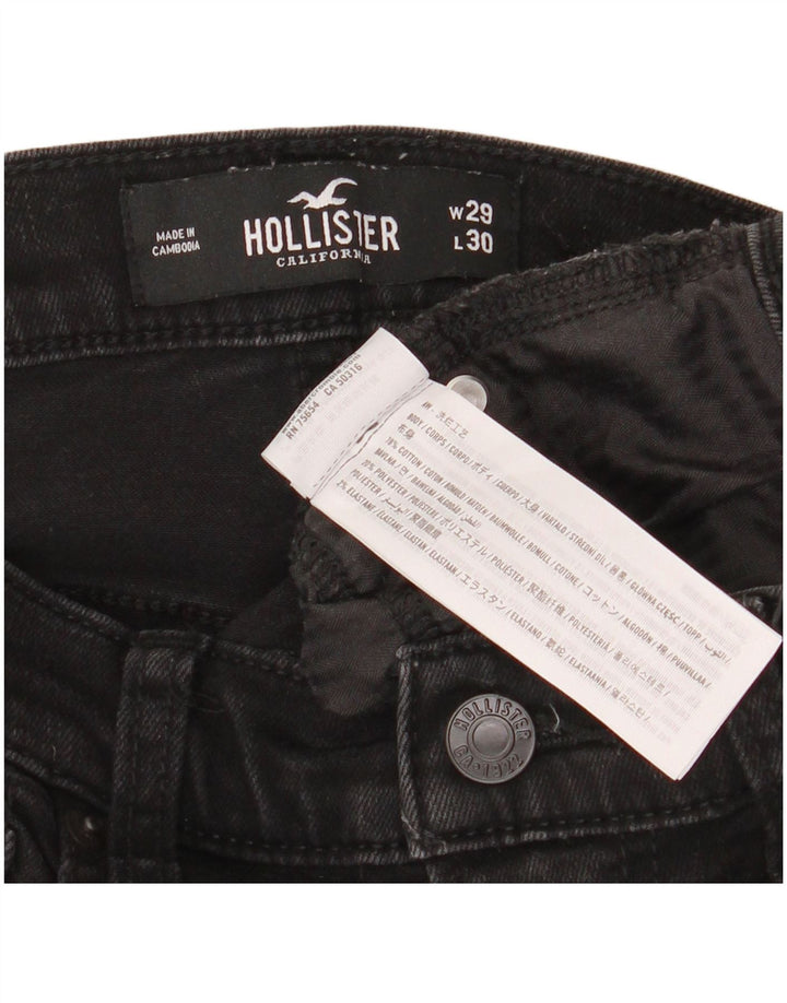 HOLLISTER Womens Distressed Skinny Jeans W29 L30 Black Cotton