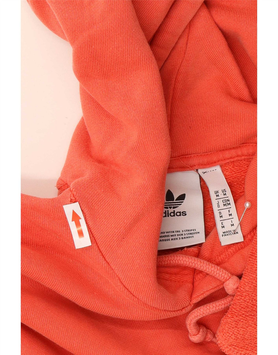 Adidas Mens Hoodie Jumper Medium Orange Cotton