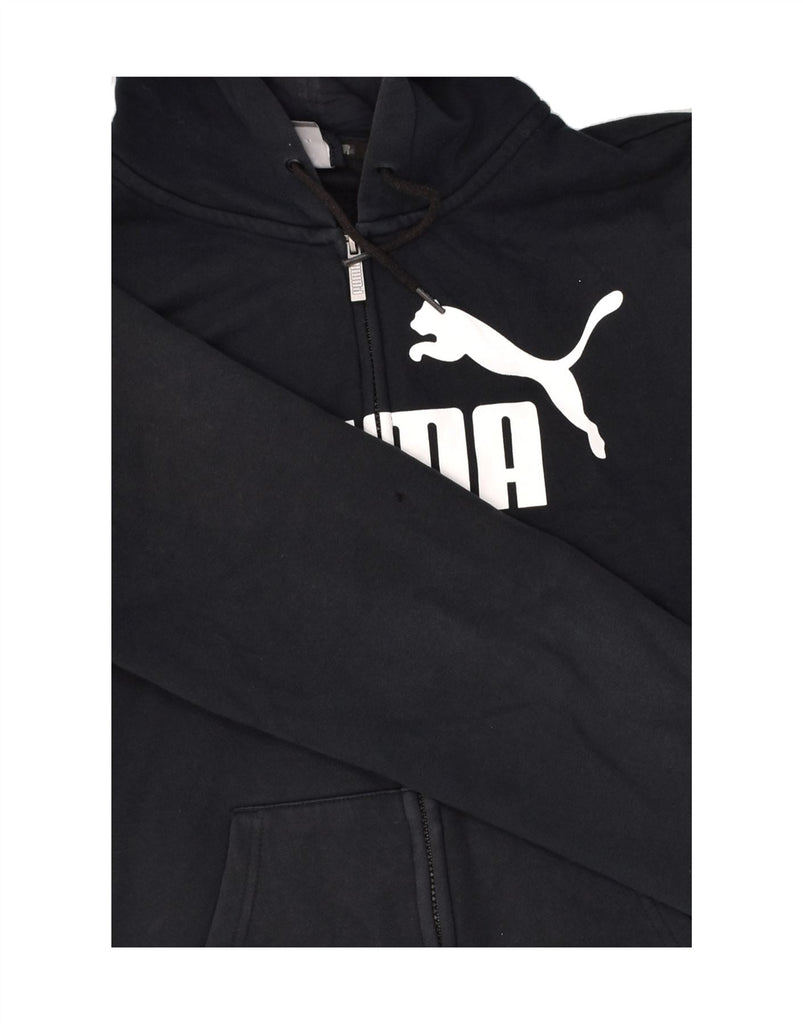 PUMA Mens Graphic Hoodie Jumper Medium Black | Vintage Puma | Thrift | Second-Hand Puma | Used Clothing | Messina Hembry 