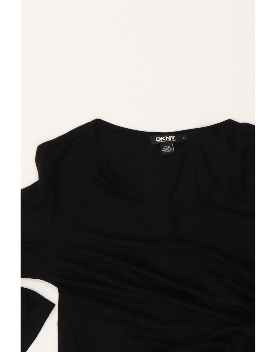 DKNY Womens 3/4 Sleeve Sheath Dress UK 12 Medium Black Lyocell Vintage Dkny and Second-Hand Dkny from Messina Hembry 