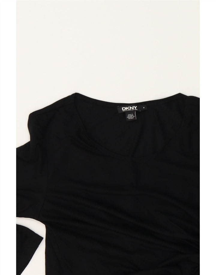 DKNY Womens 3/4 Sleeve Sheath Dress UK 12 Medium Black Lyocell Vintage Dkny and Second-Hand Dkny from Messina Hembry 