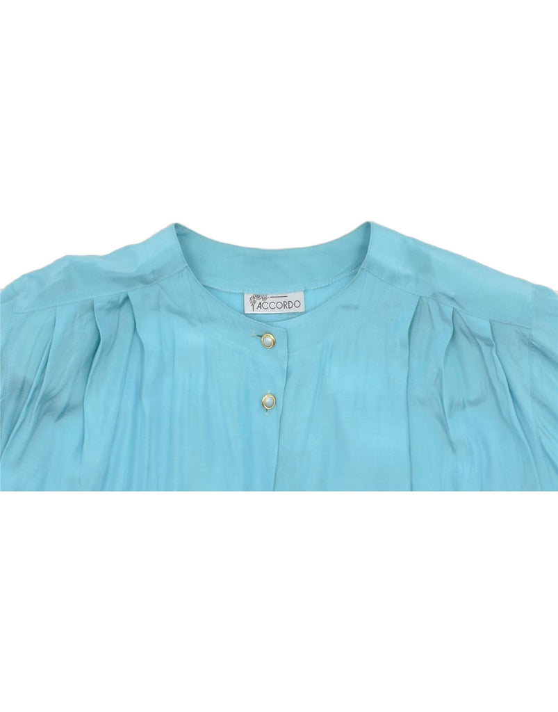 ACCORDO Womens Short Sleeve Shirt Blouse UK 20 2XL Turquoise | Vintage | Thrift | Second-Hand | Used Clothing | Messina Hembry 