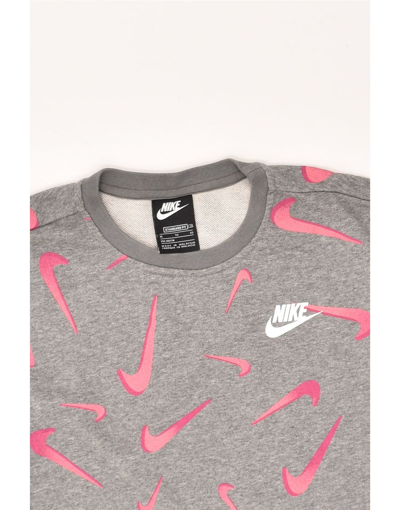 NIKE Womens Graphic Sweatshirt Jumper UK 18 XL Grey Cotton | Vintage Nike | Thrift | Second-Hand Nike | Used Clothing | Messina Hembry 