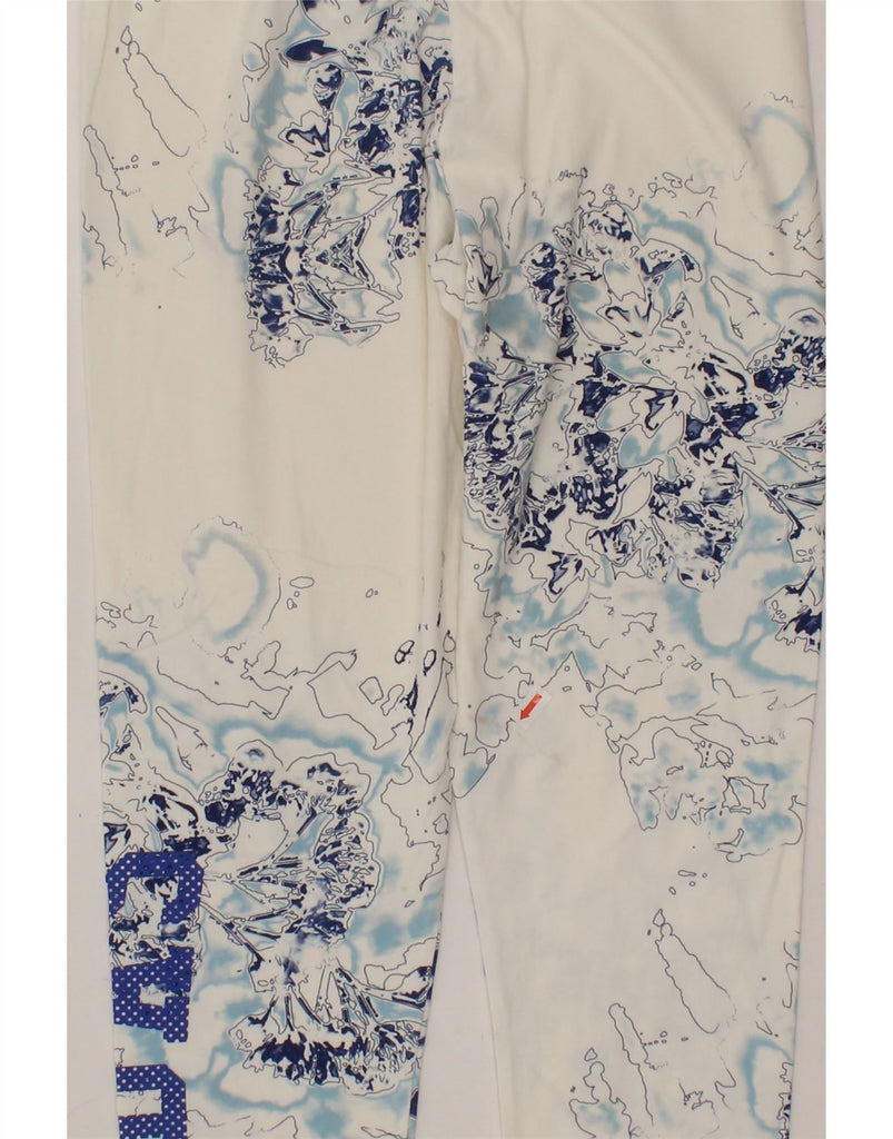 ADIDAS Womens Graphic Leggings UK 10 Small White Floral Vintage Adidas and Second-Hand Adidas from Messina Hembry 