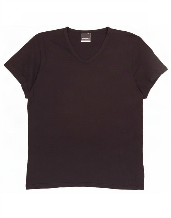 Diadora Mens T-Shirt Top Large Black Cotton