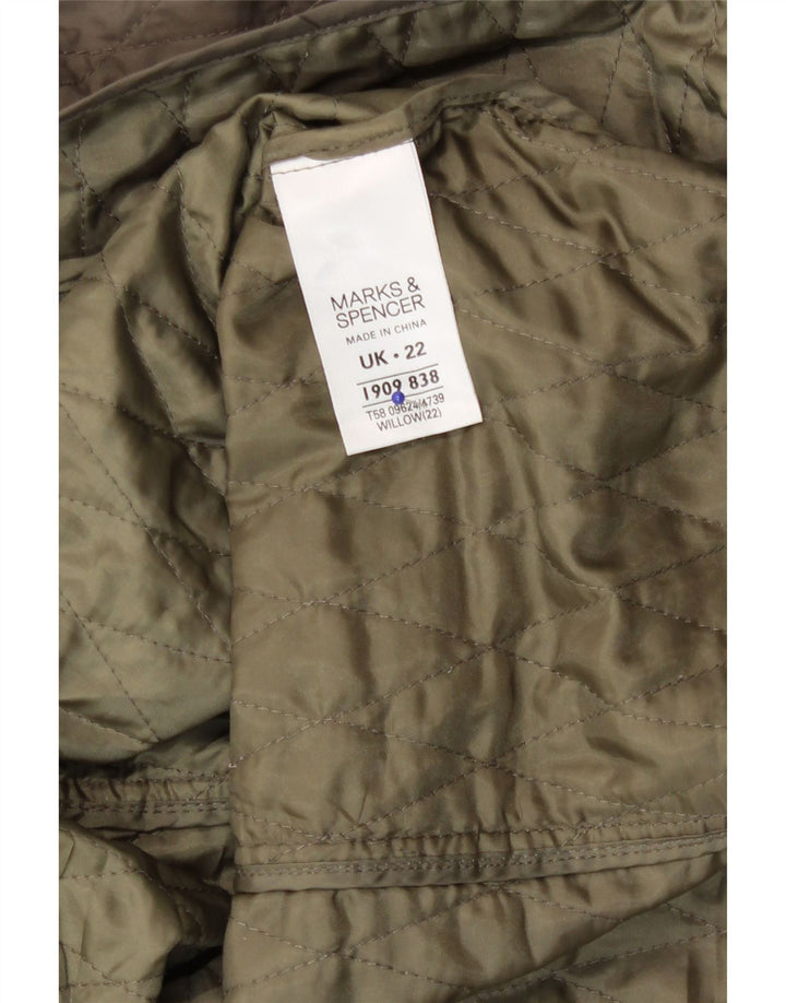 Marks & Spencer Womens Quilted Jacket UK 22 3XL Green Polyester