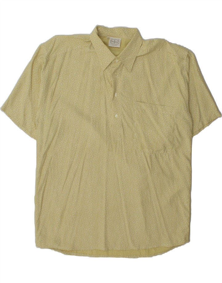VINTAGE Mens Abstract Pattern Short Sleeve Shirt IT 50 Large Yellow Vintage Vintage and Second-Hand Vintage from Messina Hembry 