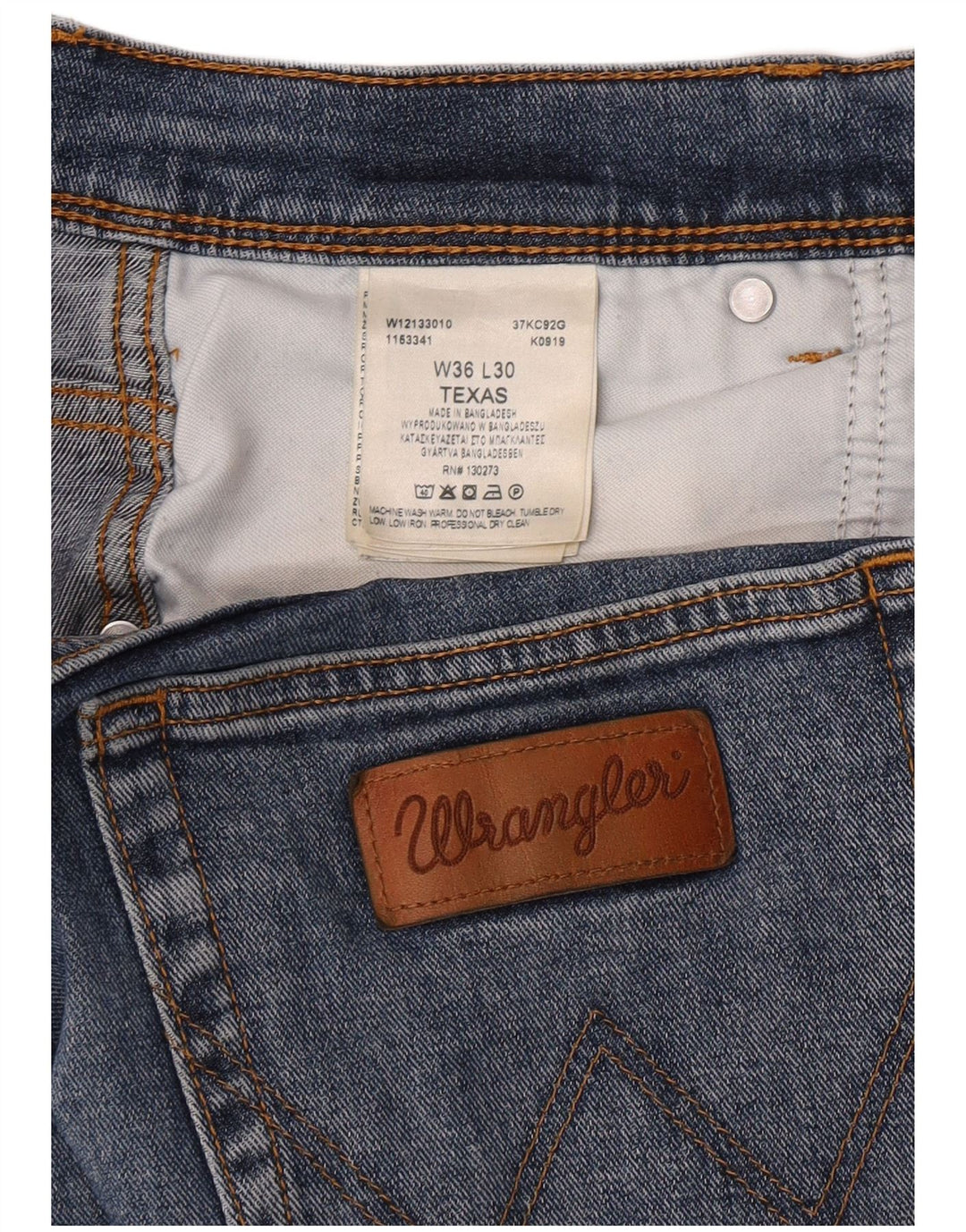 Wrangler Mens Texas Straight Jeans W36 L30 Blue Cotton