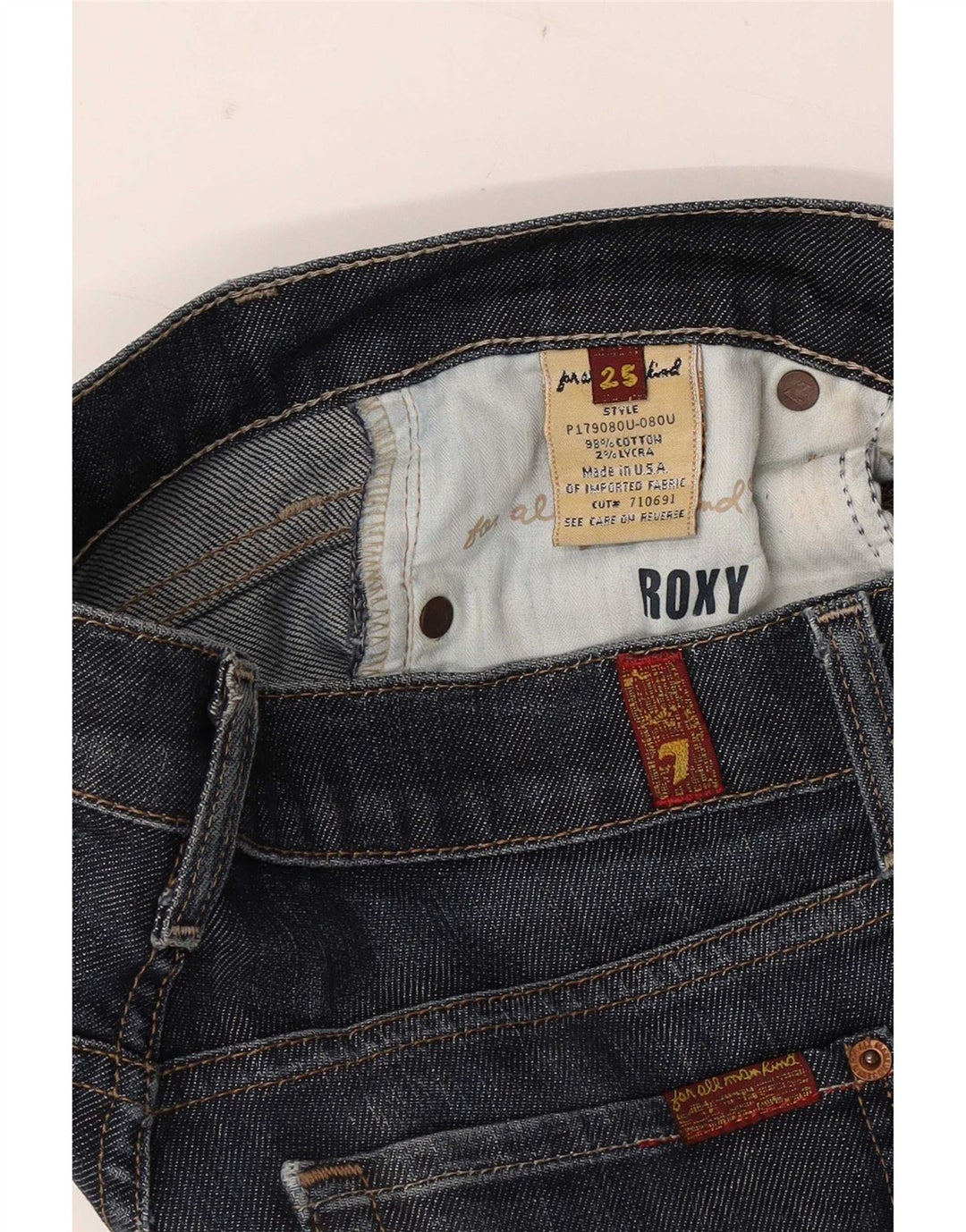 7 For All Mankind Womens Roxy Slim Bootcut Jeans W25 L32 Navy Blue Cotton