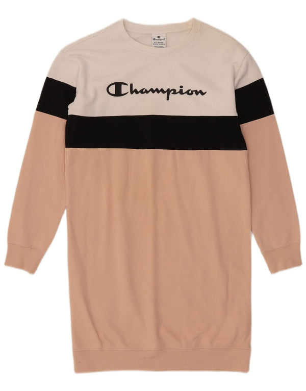 Champion Girls Graphic Jumper Dress 13-14 Years XL Pink Colourblock