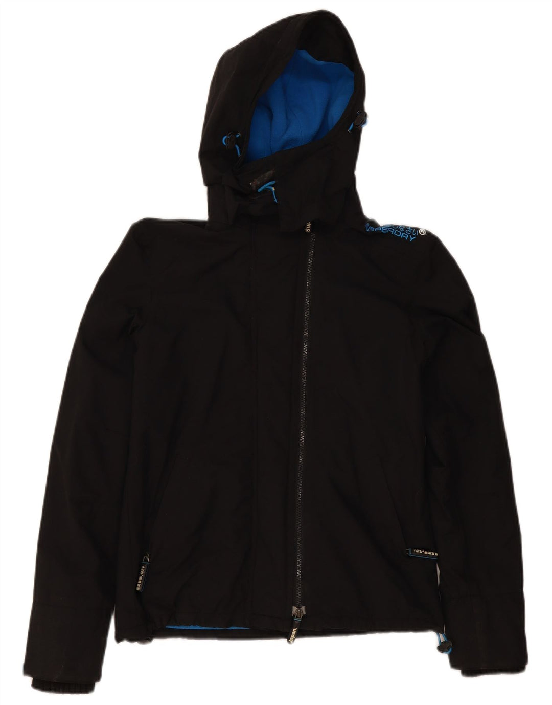 Superdry Womens Windcheater Hooded Windbreaker Jacket UK 10 Small Black