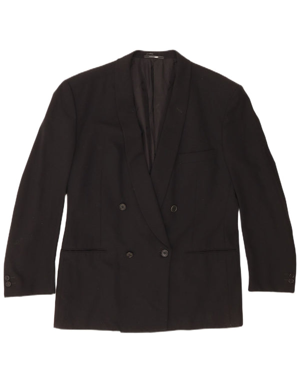 Trussardi Mens Double Breasted Blazer Jacket IT 52 XL Black Virgin Wool