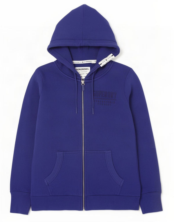 Superdry Womens Track & Field Zip Hoodie Sweater UK 10 Small Blue Cotton