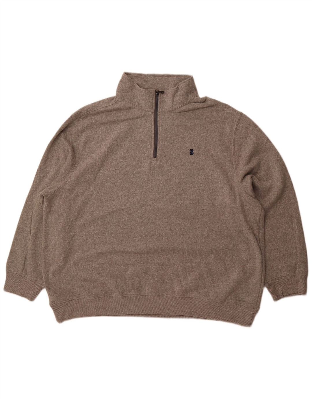 IZOD Mens Zip Neck Sweatshirt Jumper 2XL Grey Cotton