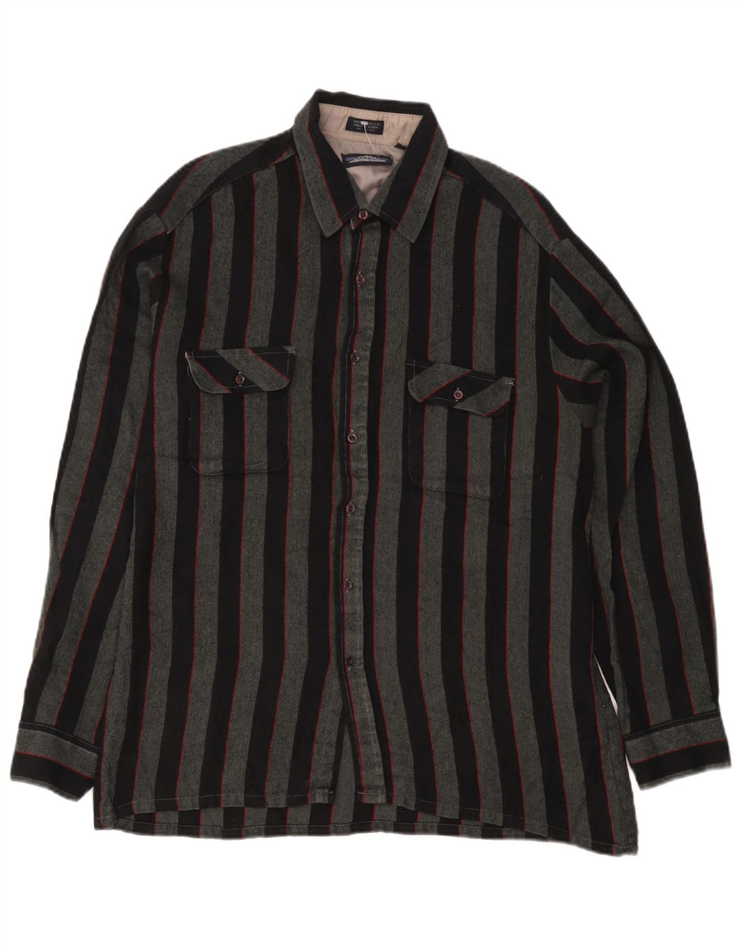 Backpacker Mens Overshirt Shirt Large Grey Striped Acrylic