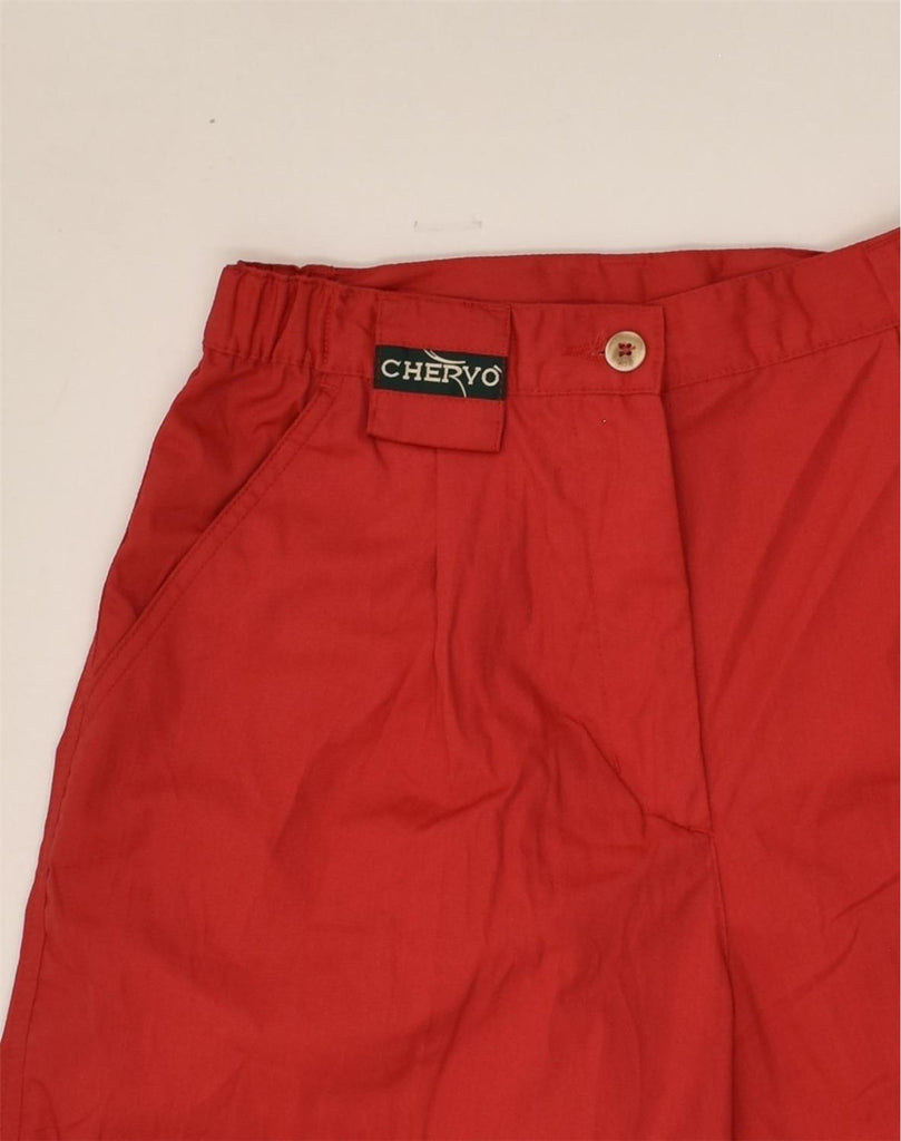 CHERVO Womens High Waist Casual Shorts US 8 Medium W28 Red Cotton | Vintage Chervo | Thrift | Second-Hand Chervo | Used Clothing | Messina Hembry 