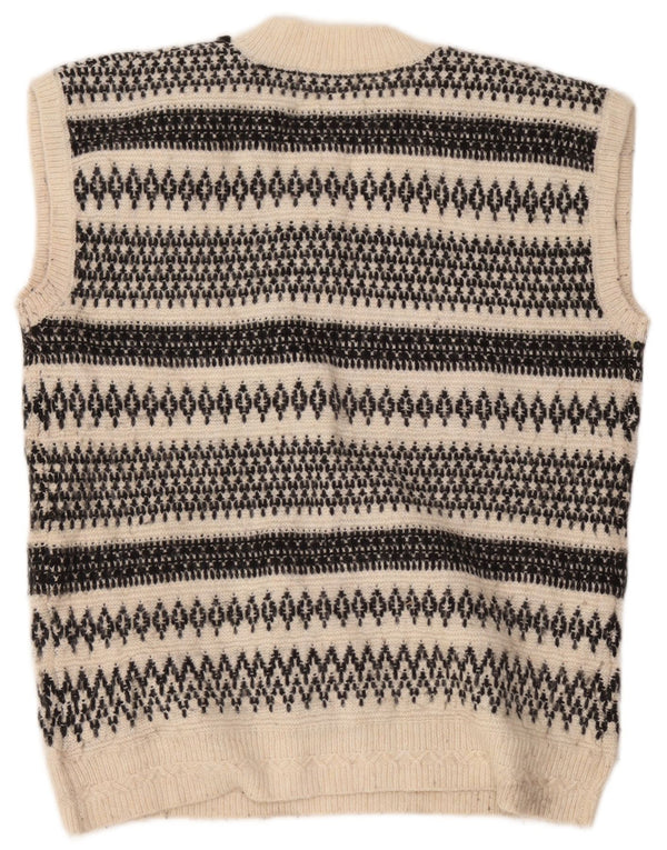 Marks & Spencer Mens Vest Tank Top Medium Off White Geometric Acrylic
