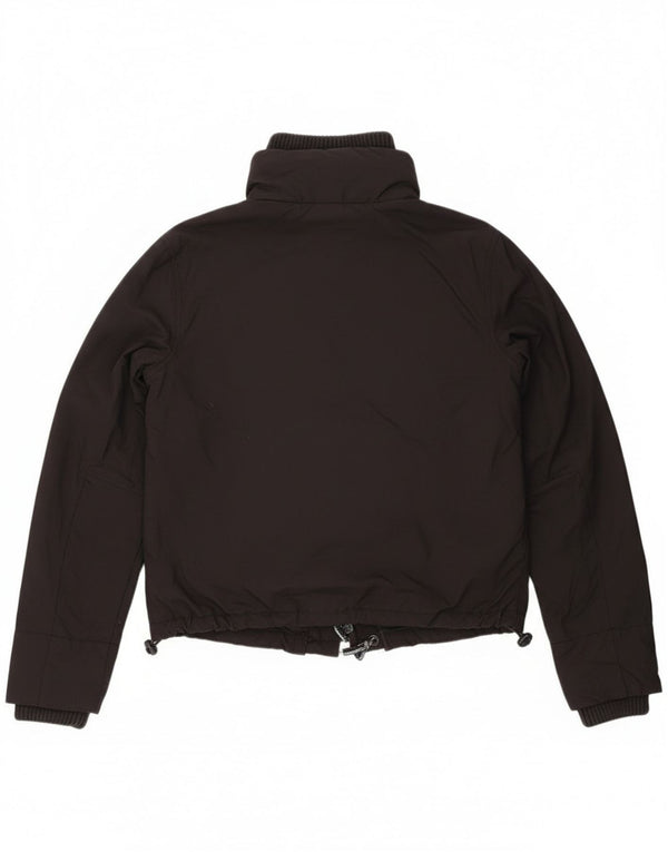 Superdry Womens Graphic Rain Jacket UK 14 Medium Black Nylon