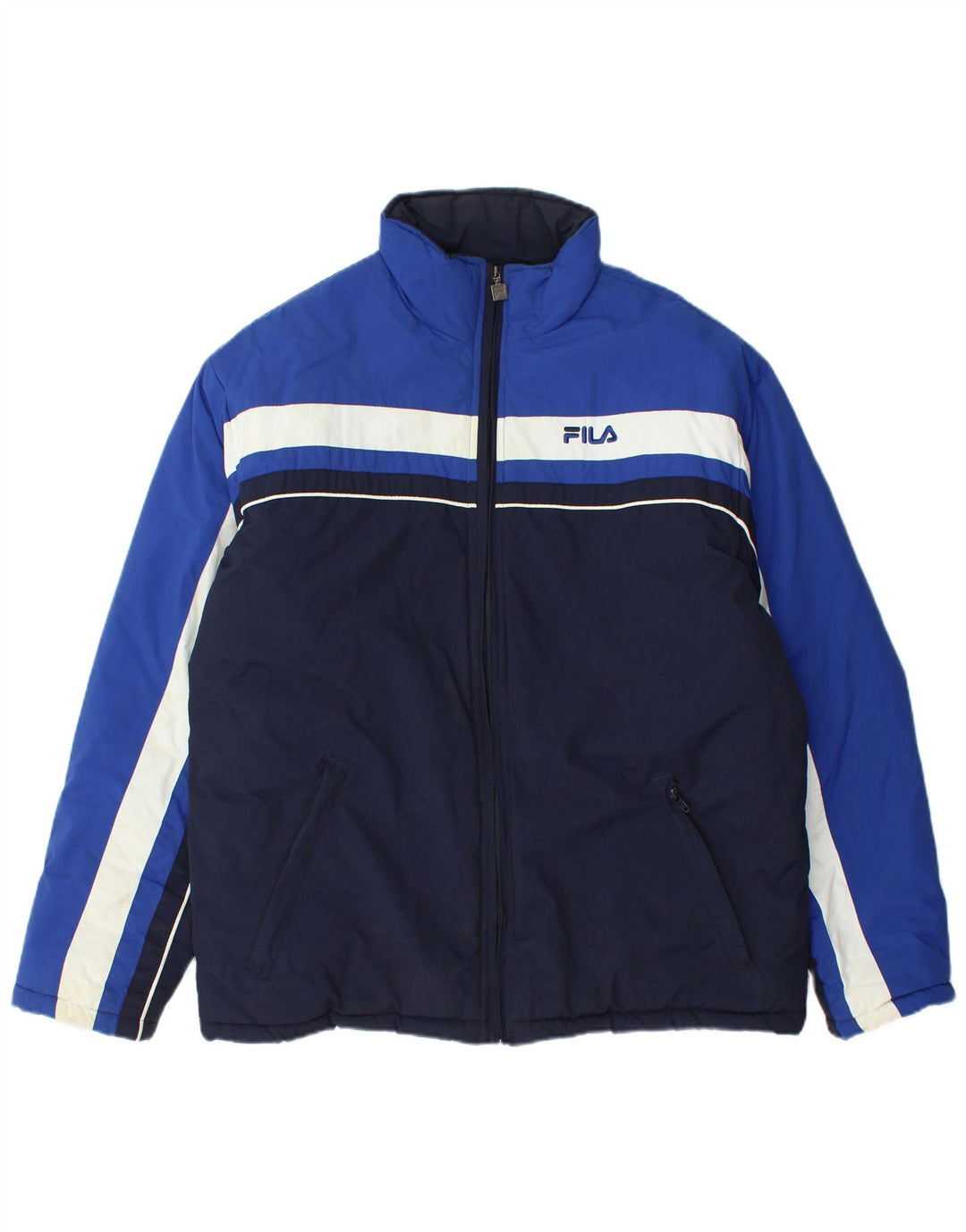 FILA Mens Padded Jacket UK 36 Small Navy Blue Colourblock Polyamide