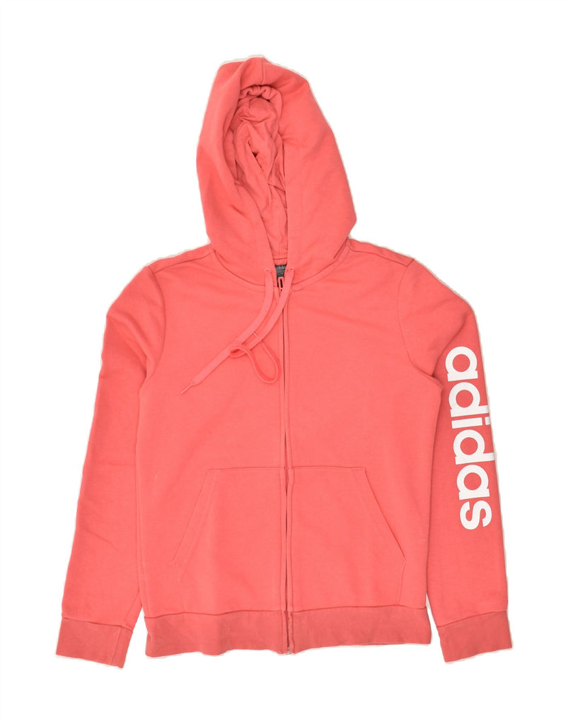 ADIDAS Womens Graphic Zip Hoodie Sweater UK 8/10 Small Pink Cotton | Vintage Adidas | Thrift | Second-Hand Adidas | Used Clothing | Messina Hembry 