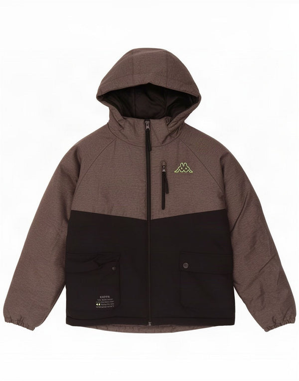 Kappa Boys Hooded Padded Jacket 11-12 Years Grey Colourblock Polyamide