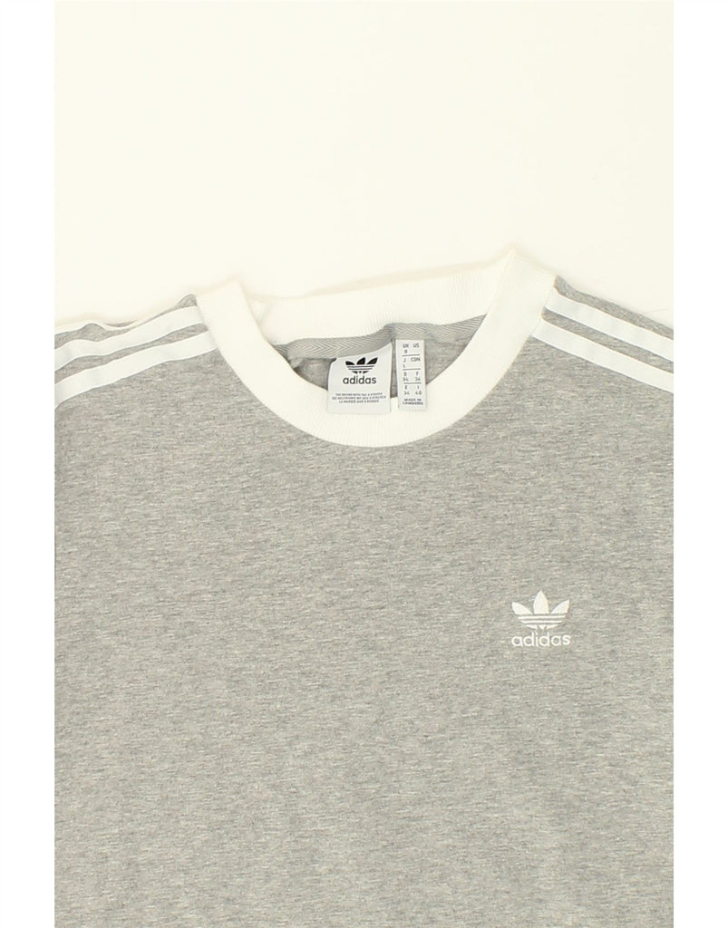 ADIDAS Womens Top Long Sleeve UK 8 Small Grey Cotton | Vintage Adidas | Thrift | Second-Hand Adidas | Used Clothing | Messina Hembry 