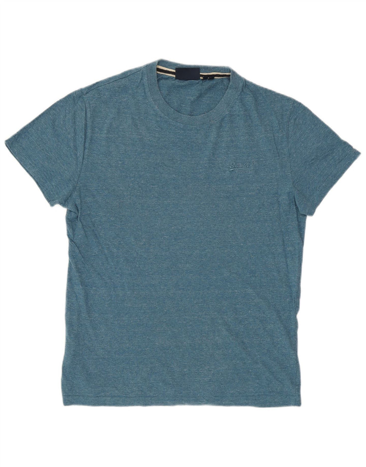 SUPERDRY Mens T-Shirt Top Small Blue Flecked Cotton