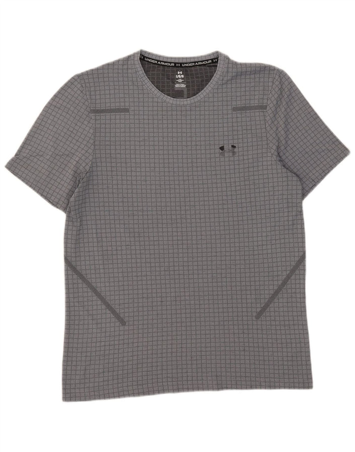 Under Armour Mens T-Shirt Top Large Grey Check