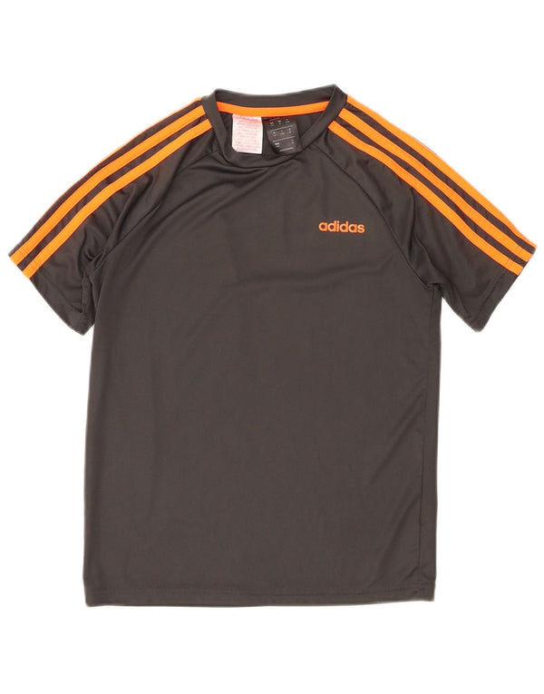 Adidas Boys Climalite Graphic T-Shirt Top 11-12 Years Grey Polyester