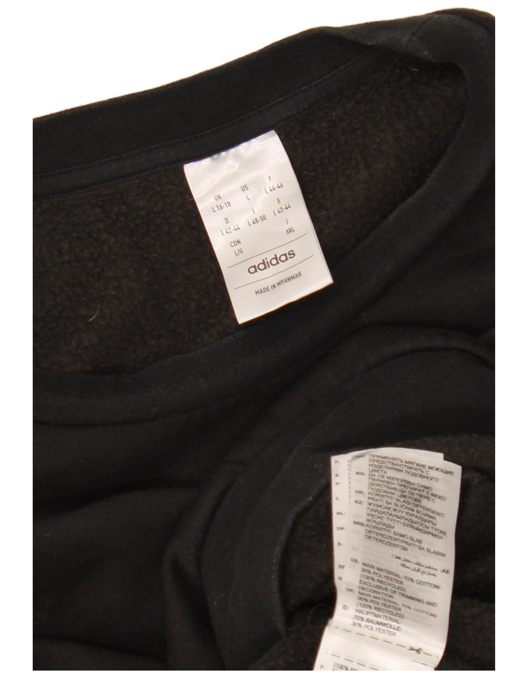 ADIDAS Womens Crop Oversized Sweatshirt Jumper UK 16/18 Large Black Cotton