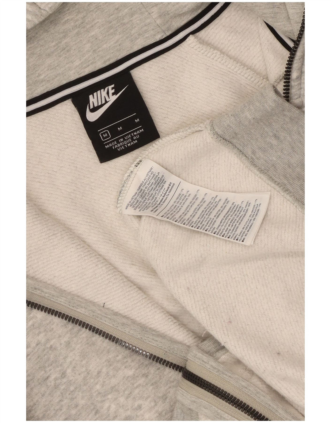 Nike Womens Zip Hoodie Sweater UK 14 Medium Grey Cotton