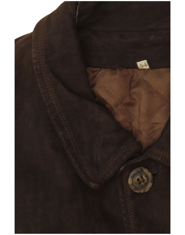 Vintage Mens Leather Jacket IT 54 2XL Brown Leather