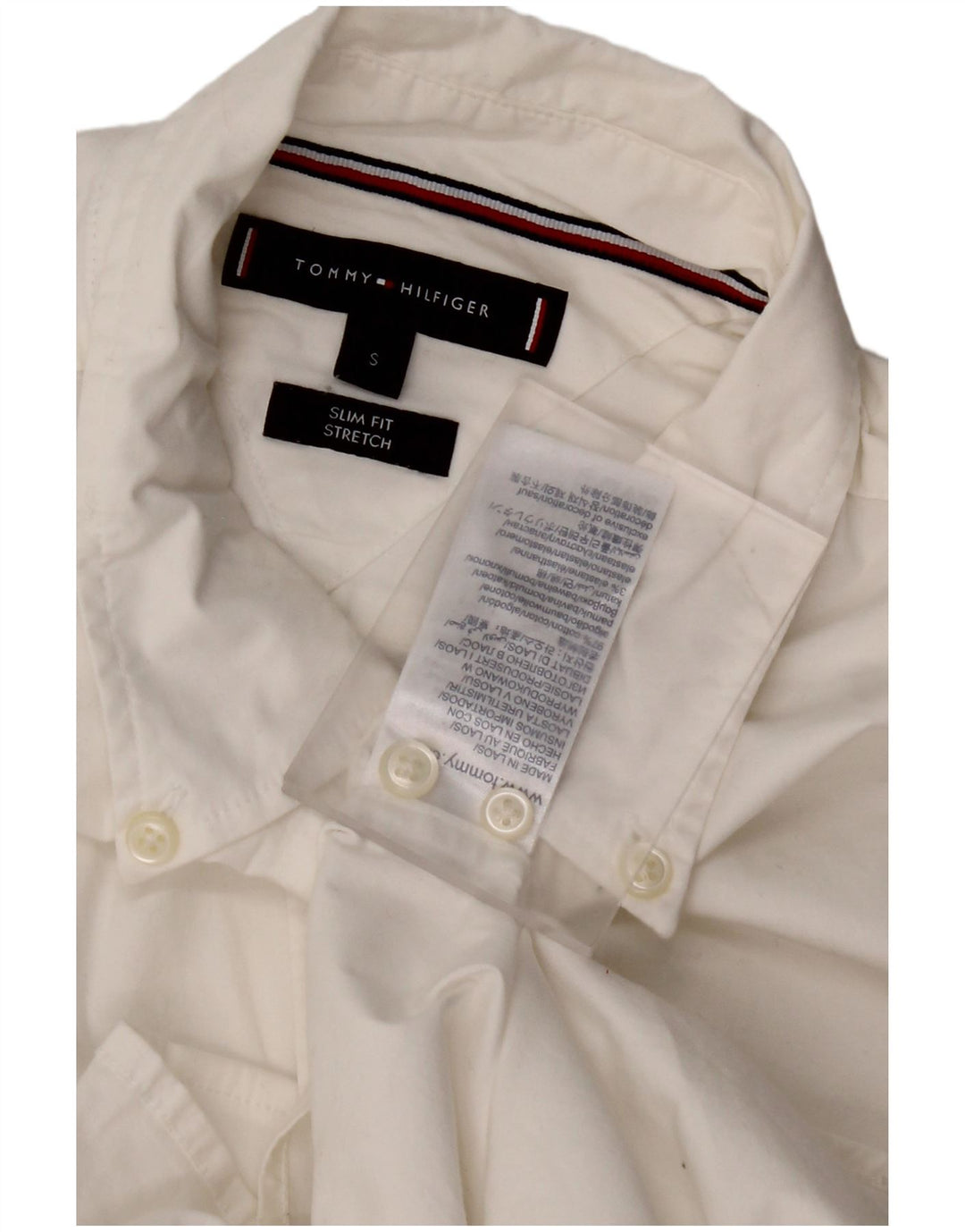 TOMMY HILFIGER Mens Slim Fit Shirt Small White Cotton