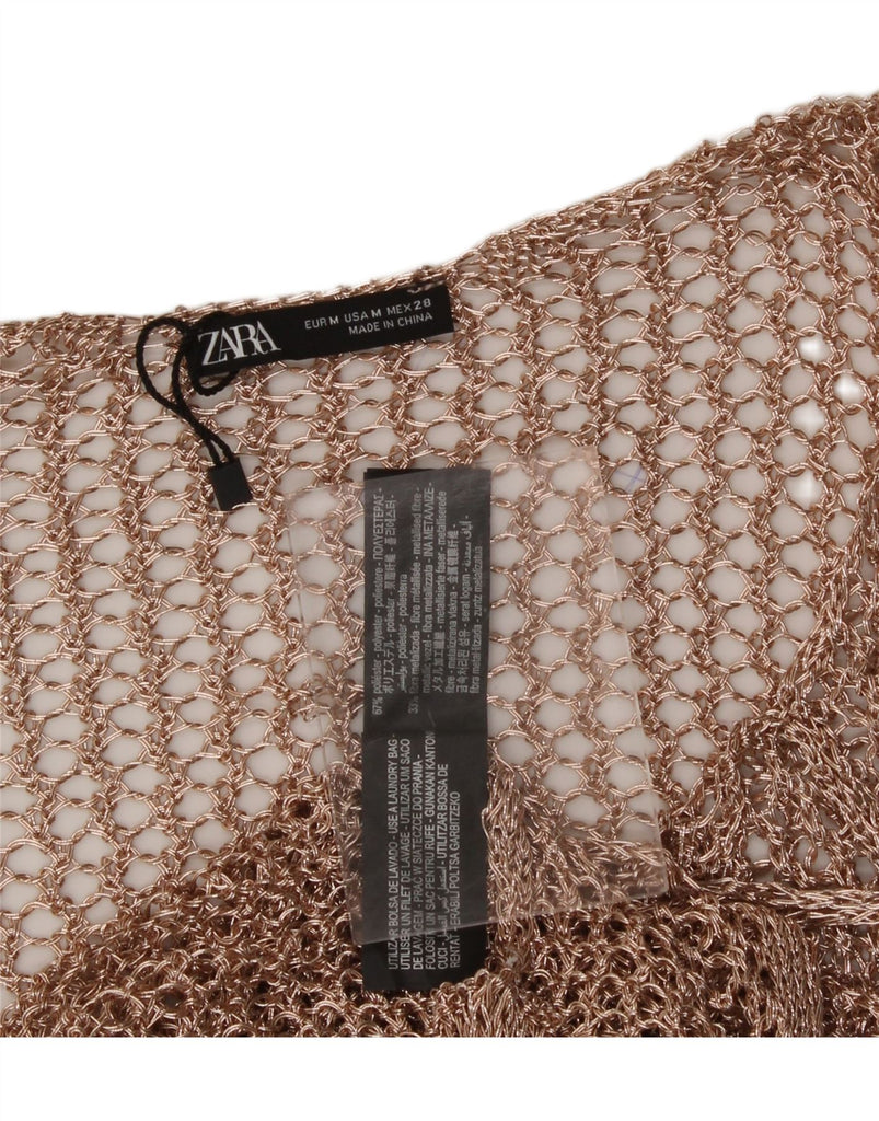 ZARA Womens Sleeveless Crochet Tunic Dress UK 12 Medium Beige Polyester Vintage Zara and Second-Hand Zara from Messina Hembry 