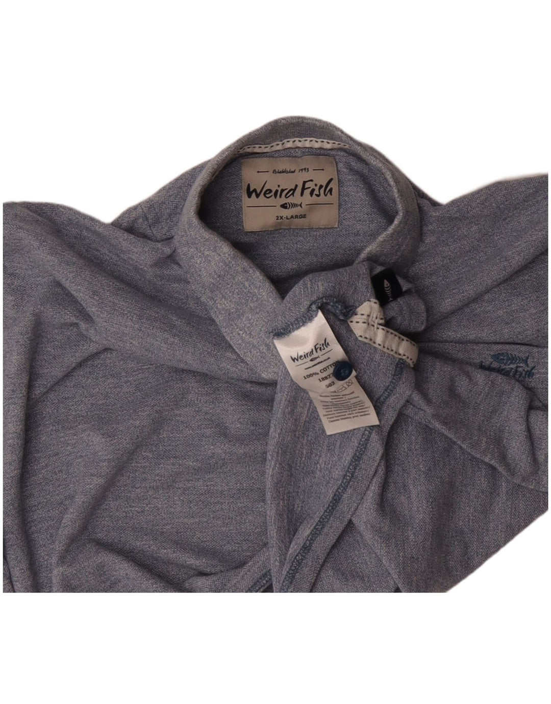 WEIRD FISH Mens Polo Shirt 2XL Blue Cotton