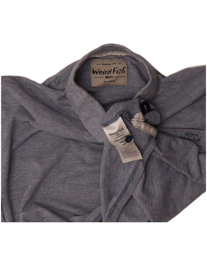 WEIRD FISH Mens Polo Shirt 2XL Blue Cotton