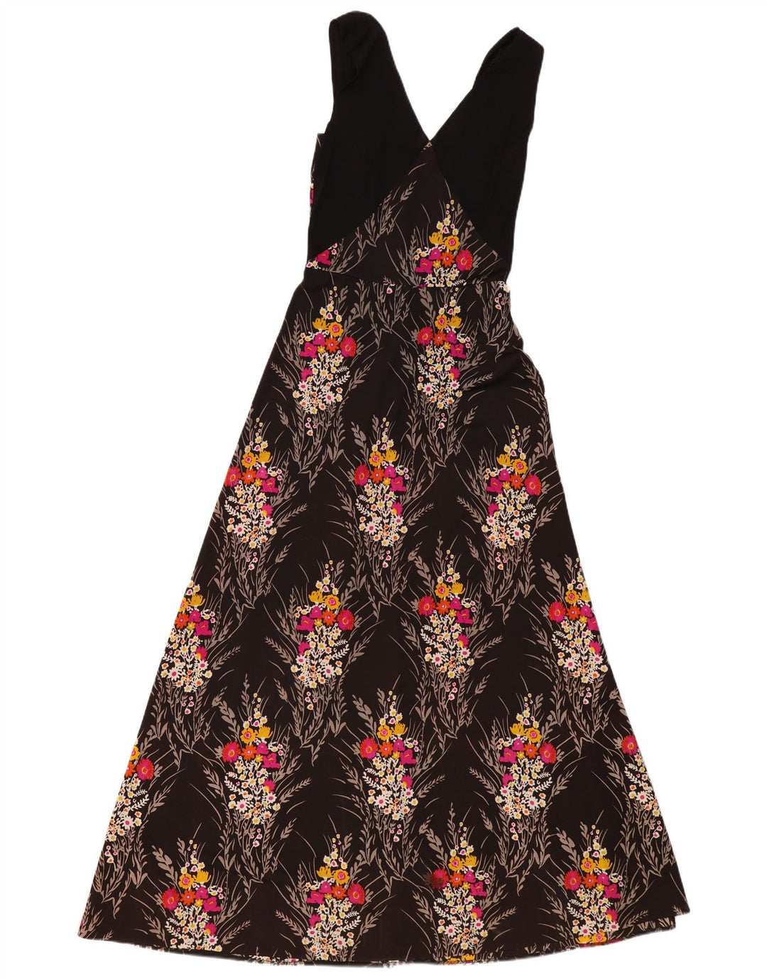 VINTAGE Womens Sleeveless Maxi Dress UK 4 XS Black Floral